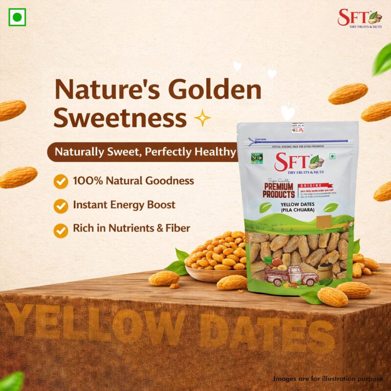 SFT Yellow Dates Dry/Sukha Khajoor (Pila Chuara) 1 Kg - Image 4