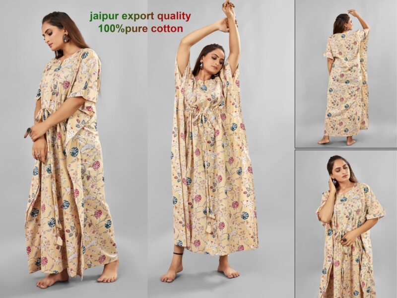 Jaipur Export Quality Hand Block Guarantee Colour 100% Pure Cotton Kaftan Ladies Caftan Kurti Tops Free Size Bohemian Women Night Combo Casual Maxi Plus Size Women's Long Dress (multi7, Cotton) - Image 3