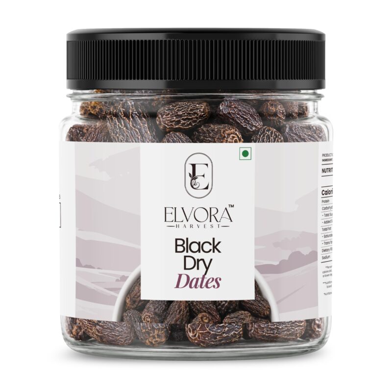 ELVORA HARVEST Black Dry Dates 1kg| Dry Chuhara | Kali Kharak | Sukha Khajur | Kharek | Healthy & Natural Black Dates | Dry Fruits