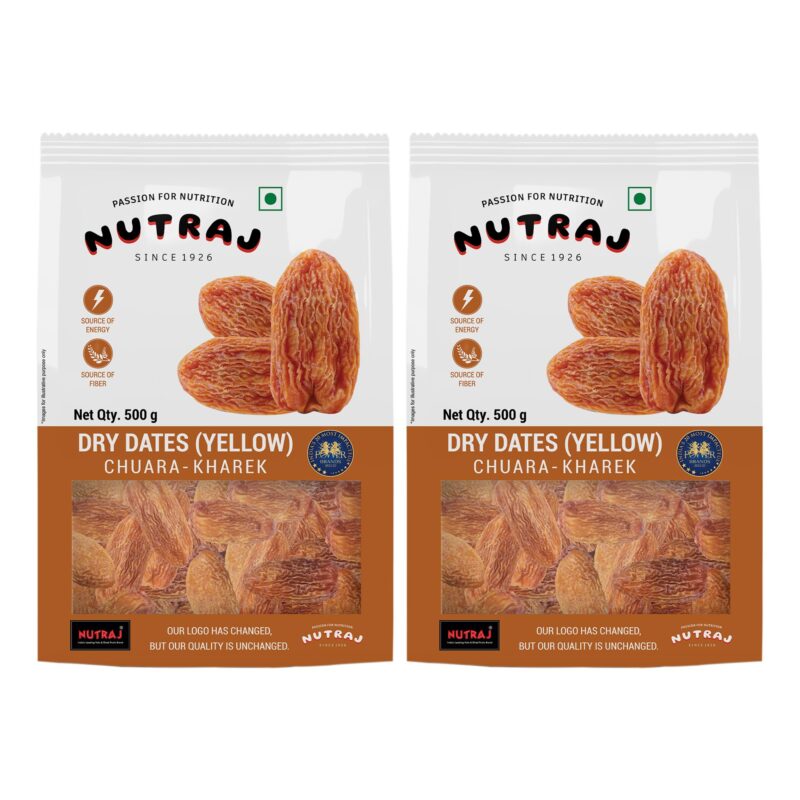 Nutraj Yellow Dates Dry Khajoor 1kg (500g X 2) | Pila Chuara | Kharek | Dry fruits | Nuts | Grocery Items