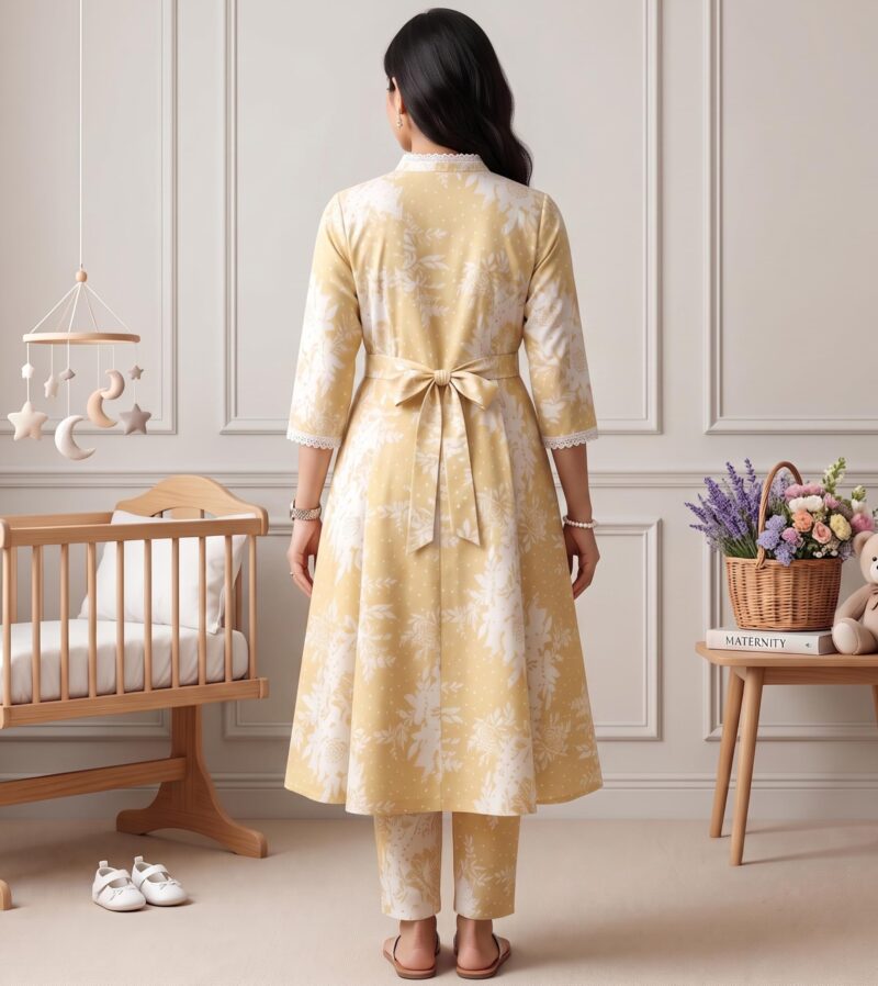 DUMMY SHAPE Maternity Dresses For Women Cotton Blend | Floral Anarkali Feeding Kurta Pant Cord Set With Nursing Zippers, Side Pocket | Pregnant & Breastfeeding Suit | Baby Shower | Pregnancy Mom Gifts - Image 5