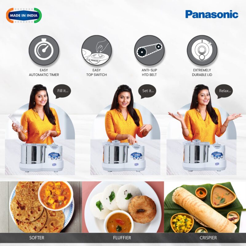 Panasonic MK-TSW200W Super Wet Grinder, 2 L (White) 120 Volt, for USA & Canada Usage - Image 5