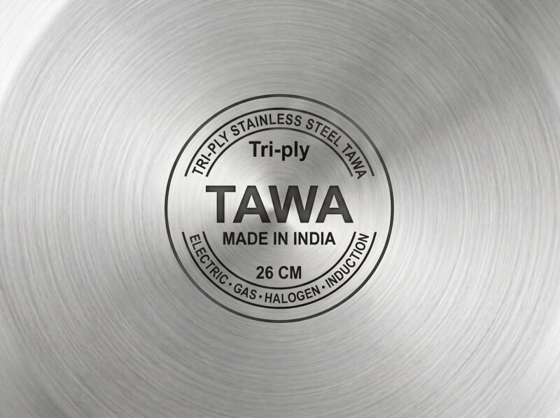 Triply Stainless Steel Tawa 26cm | 4mm Thick, 1Kg | Induction & Gas Compatible | SS 304 Interior | 100% Toxin-Free, No Chemical Coating | Even Heat, No Burning | Roti, Paratha, Chapati - Image 4