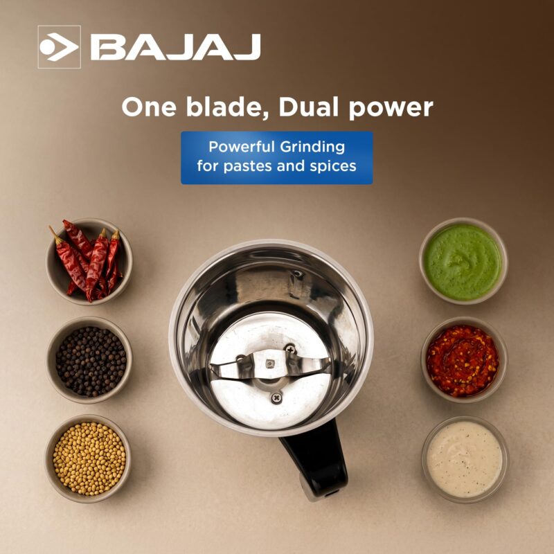 Bajaj Rex Dlx Ninja Series 4 Jar 750W Mixer Grinder | DuraCut Blades | 4 Stainless Steel Mixer Jars | Dry & Wet Grinding | 2 Yrs Warranty 【Black/Brown】 - Image 7