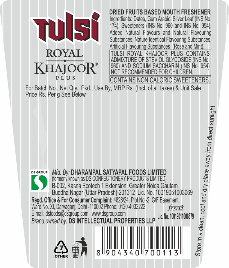 Tulsi Royal Khajoor Plus | Silver Coated Khajoor | Dates| Mint Mouthfreshner Jar | Flip Top Pack,180 Gm - Image 6