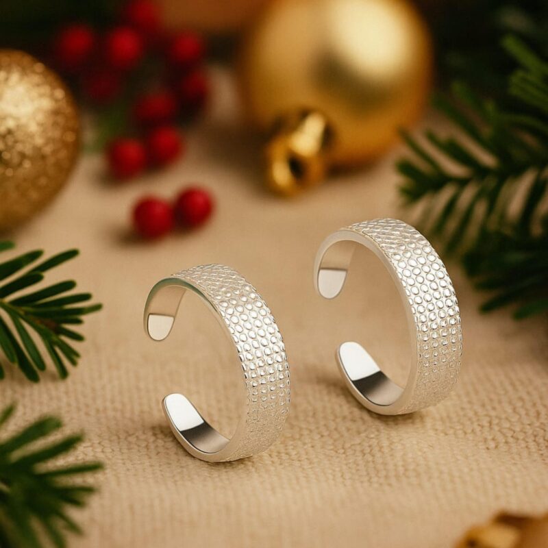 Silver Chest 925 Toe Ring Silver For Women - Pair of 2 Adjustable Size Self Design Sterling Silver Toe Rings Bands - Image 8
