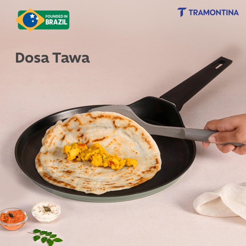 TRAMONTINA Aura Dosa Tawa 30cm | Reinforced Ceramic Non-Stick Cookware | Quick & Even Heating | Low-Oil Cooking | Bakelite Handle | Induction & Gas Compatible |Sea Green - Image 2