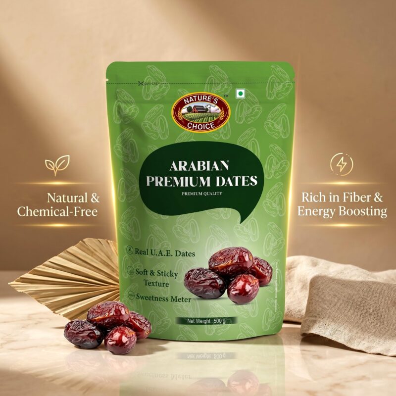 Nature's Choice Arabian Premium Dates 500g | Khajoor/Khajur | Soft Khejur - Image 2