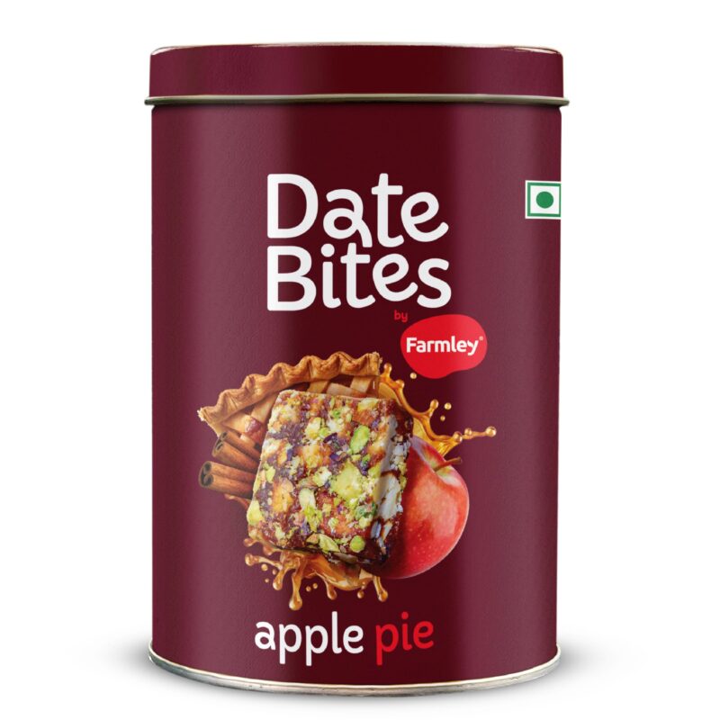 Farmley Apple Pie Date Bites | Pack of 10 I Dates Barfi Made with Dates, Dried Apple,Pista, Cashews, Almonds, Honey, Cinnamon and Pure Ghee 200g
