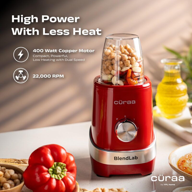 CÜRAA Blender Mixer Grinder | BlendLab by Chef Sanjyot Keer | 4 Jars | 400W Mixer Grinder Juicer for Kitchen | Dry & Wet Grinding | 2-Speed with Pulse | Versatile Grinding & Blending - Image 6