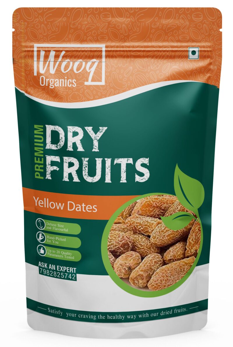 Wooq Organics Yellow Dry Dates 500g, Pila Chuara,