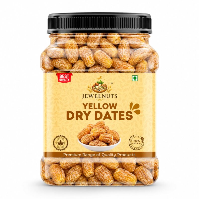JEWELNUTS Yellow Dry Dates 500g| Peela Sukha Khajoor | Dry Chuhara | Kharek | Pili Kharak | Healthy & Dry Fruits | Iron & Fiber-Rich | Jar Pack