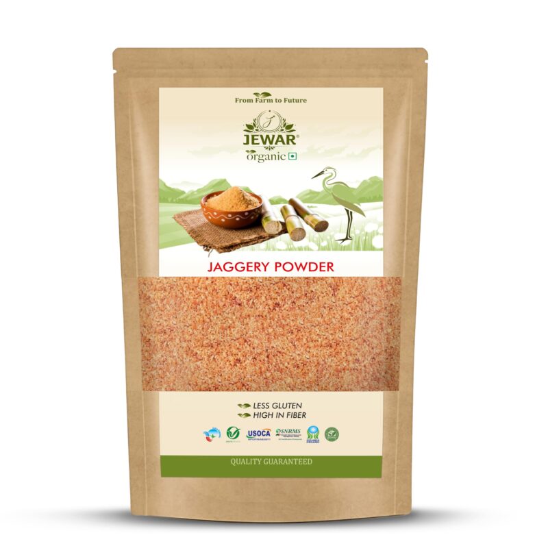 Jewar Organic Jaggery Powder | 100% Certified Organic Sugarcane Gud | No Sulphur, No Chemicals | Iron-Rich Natural Sweetener | Easy-Dissolve Powder for Tea, Coffee & Cooking | 500 G