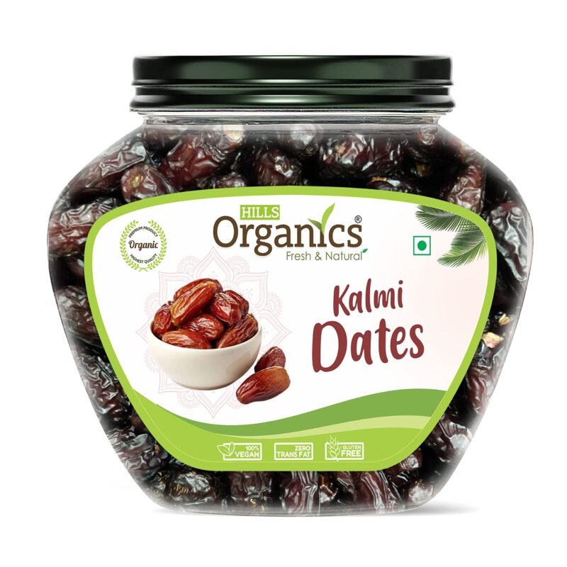 HILLS ORGANICS 100% Natural Queen Kalmi Dates 400 gm Jar Pack | Naturally Dried Dates | Sourced from Saudi Arabia | Sweet and Rich in Flavor, Nutrients, and Energy | No Added Sugar or Artificial Flavors