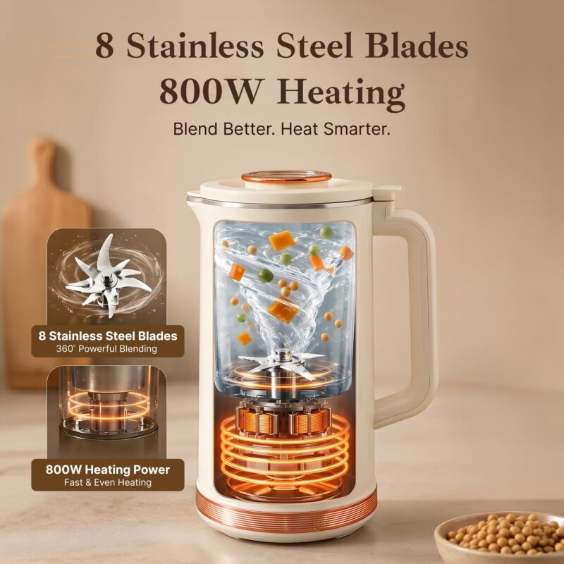 The Better Home Fumato 1.5L 800W Portable Soup Maker | Multipurpose Heating Blender with 8 Presets | 304 Stainless Steel Inner Body & Blades | Auto Shut-Off | 1-Year Warranty - Image 6