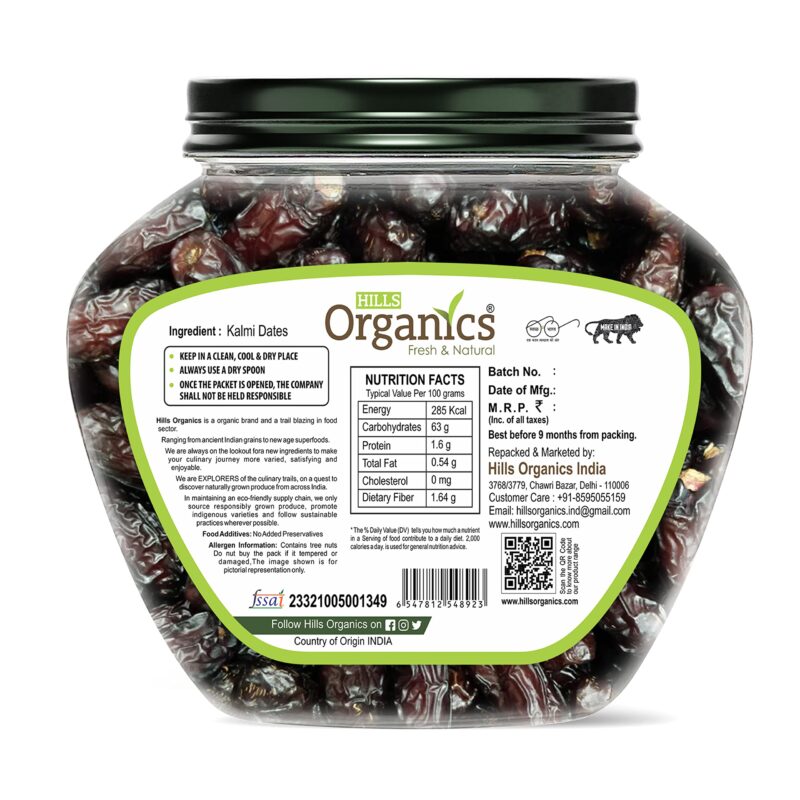 HILLS ORGANICS 100% Natural Queen Kalmi Dates 400 gm Jar Pack | Naturally Dried Dates | Sourced from Saudi Arabia | Sweet and Rich in Flavor, Nutrients, and Energy | No Added Sugar or Artificial Flavors - Image 2