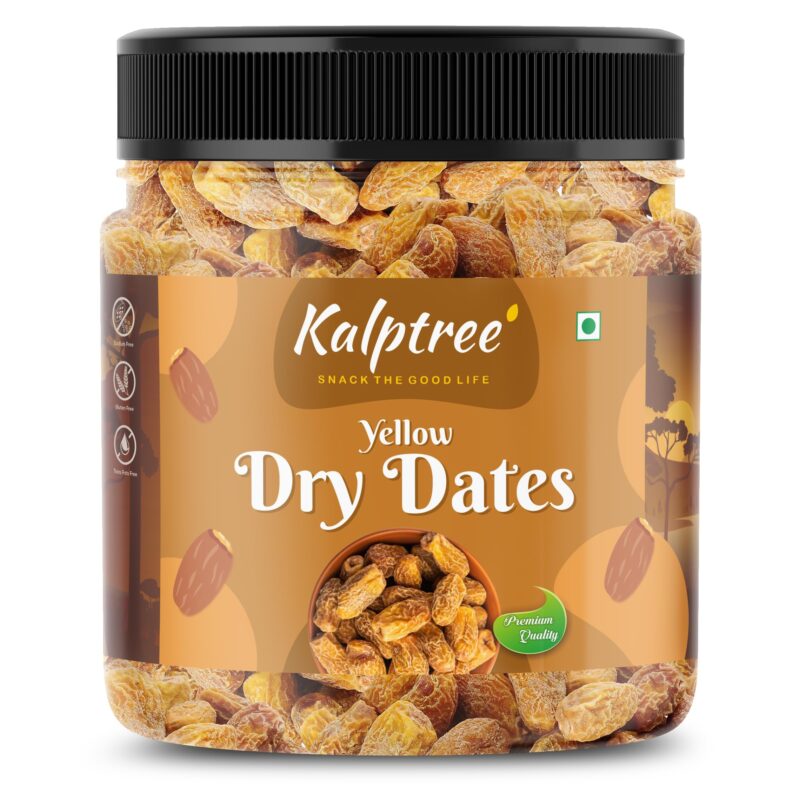 Kalptree Yellow Dry Dates 1kg | Premium Sukha Khajoor Chuara Kharik | Energy-Rich Superfood for Immunity, Digestion & Natural Sweetness | Healthy Snacks