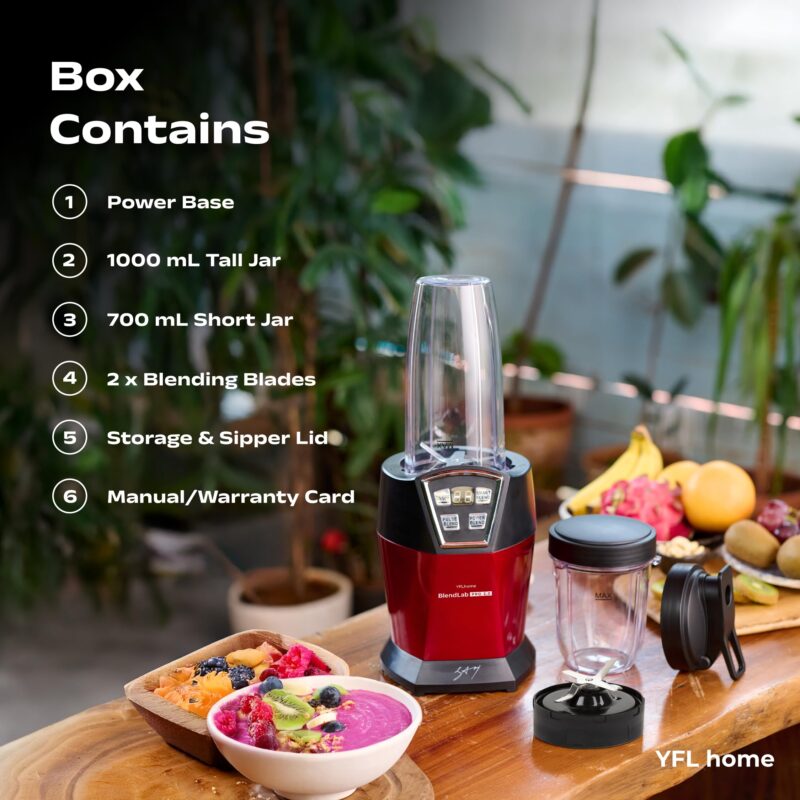 YFL Home Blender Mixer Grinder | BlendLab Pro 2.0 by Chef Sanjyot Keer | 1200W Juicer Mixer Grinder for Home with 2 Unbreakable Jars, 100% Copper Motor | Preset Modes, Laser Cut Stainless Steel Blades - Image 6
