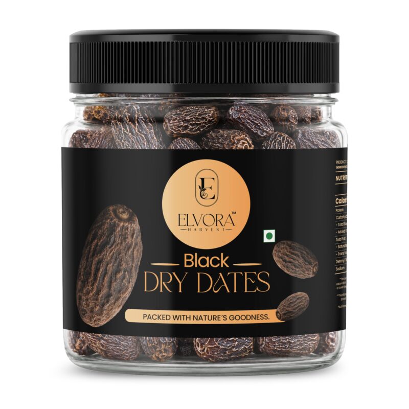 ELVORA HARVEST Black Dry Dates 1kg | Sukha Khajoor | Premium Dry Chhuhara | Used in Mithai, Prasad, and Homemade Sweets |Dry Fruit