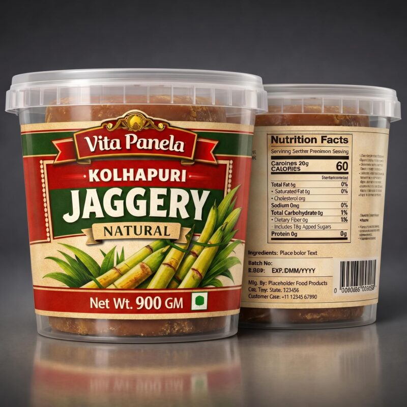 VITA PANELA Natural Kolhapuri Jaggery Block 900g | Desi Gur | Unprocessed & Chemical-Free | Healthy Sugar Alternative | Rich in Iron