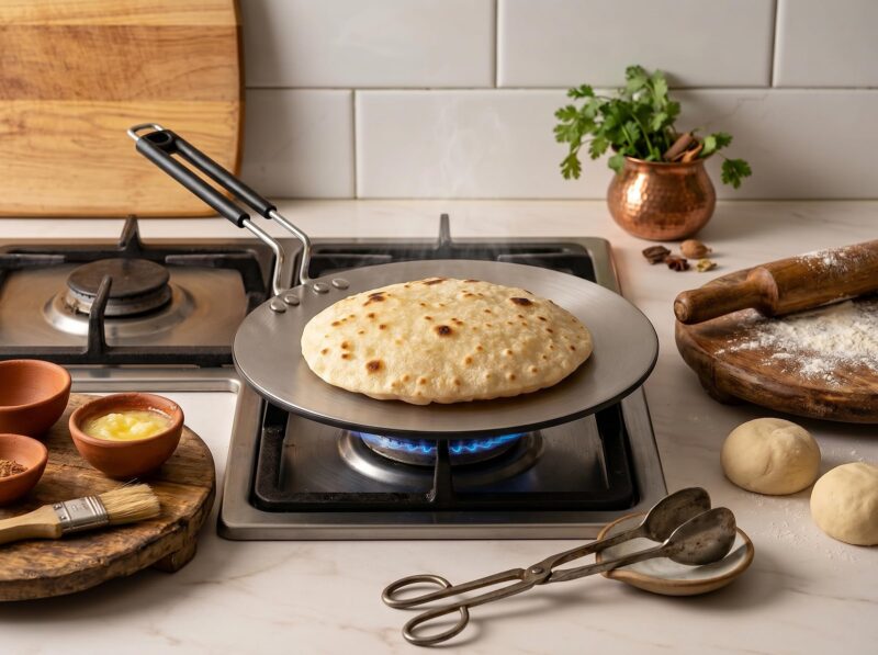 Triply Stainless Steel Tawa 26cm | 4mm Thick, 1Kg | Induction & Gas Compatible | SS 304 Interior | 100% Toxin-Free, No Chemical Coating | Even Heat, No Burning | Roti, Paratha, Chapati - Image 9