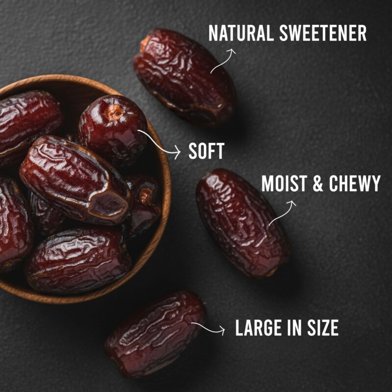 Wonderland Foods 200g Premium Medjool Dates Pouch | King of Dates | Dry Fruits Healthy & Nutritious Soft Khajoor, Khajur Rich In Iron, Fibre & Vitamins, Fresh - Image 3