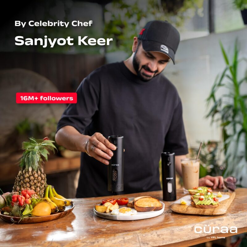 CÜRAA Electric Pepper Grinder with Adjustable Coarseness for Precision Seasoning | Rechargeable, One-Hand Operation | Automatic Pepper Mill for Kitchen | By Chef Sanjyot Keer - Image 2