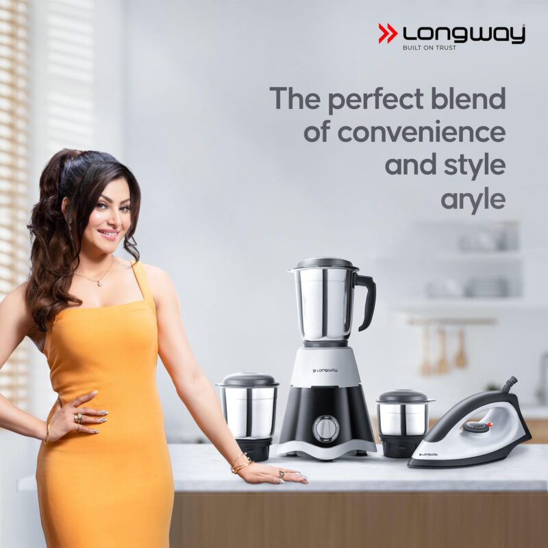 Longway Super Dlx Mixer Grinder with Kwid 1100W Dry Iron | 500 W Powerful Motor | 3 Jars for Grinding, Mixing, Juicing | 2 Years Warranty (Black & Gray, Combo Offer) - Image 2