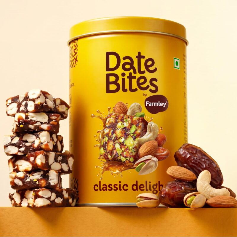 Farmley Date Bites, Dates Barfi Made with Dates, Pista, Cashews, Almonds, Honey and Pure Ghee, Dry Fruits Nuts, Healthy Snacks, Healthy Sweets, Gluten Free, No Refined Sugar, 200g (10 Pieces) - Image 5
