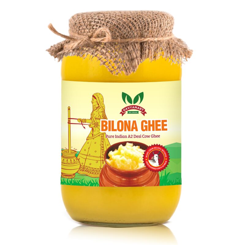 Gavyamart Bilona ghee 100% Fresh Pure Desi Kankrej Organic Non-GMO Cow Ghee-Made Using Traditional Bilona Method - Glass jar pack (1 L)