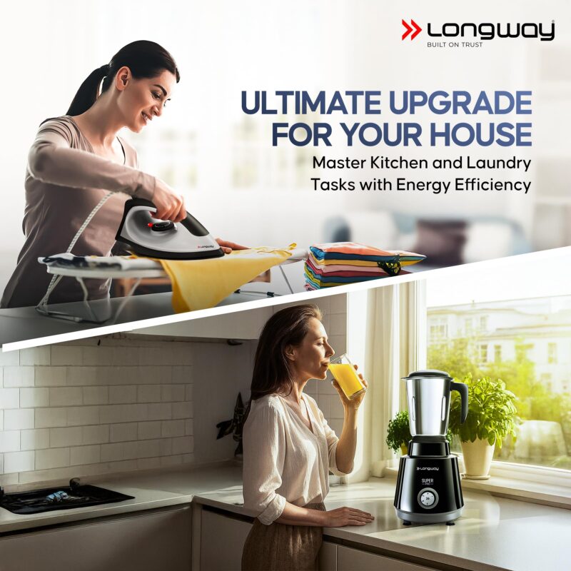 Longway Super Pro Mixer Grinder | 500 Watt Powerful Motor for Grinding, Mixing, Juicing | 2 Years Warranty (Black & Gray) - Image 8