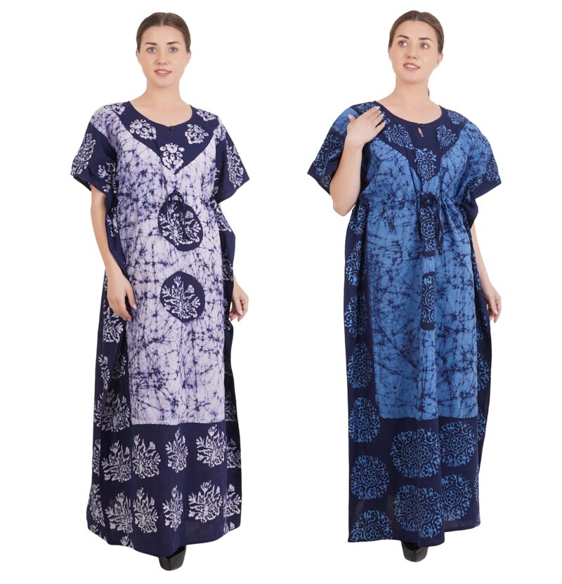 Onekbhalo Women's Cotton Kaftan Combo Floral Maxi Nightgown Multicolor_L