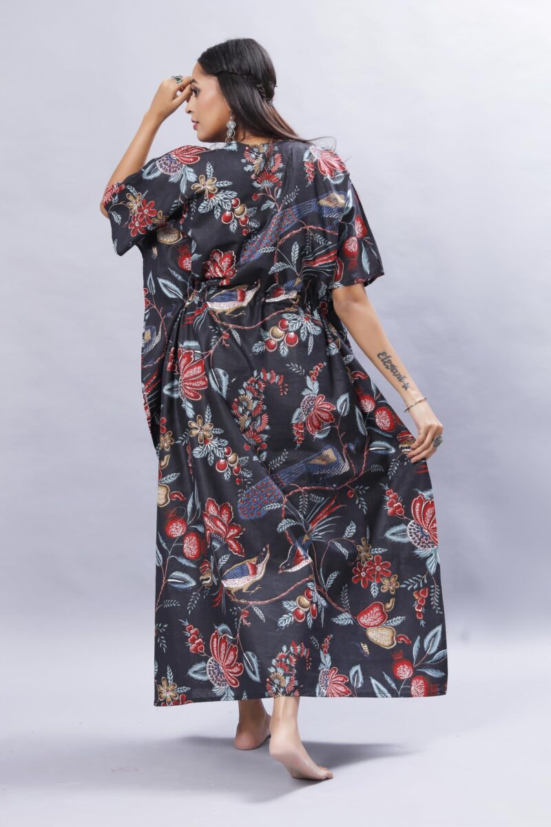 ShrI Ganesh Impex Maxi Kaftan for Women, Pure Cotton Nighty, Loungewear Kaftan | Hand Block Printed Women Nighty | Free Size Block Print (Multi 17, Cotton) - Image 3