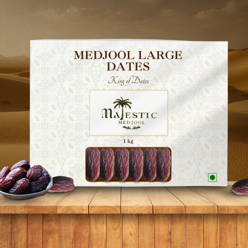 Majestic Medjool Large Dates 1kg | Premium Handpicked & Extra Fresh | 100% Natural, Soft, Juicy & Naturally Sweet | High-Fiber, Nutrient-Dense Superfood Snack | Rich in Vitamins, Minerals & Antioxidants | Healthy Energy Booster for Kids & Adults | Perfect