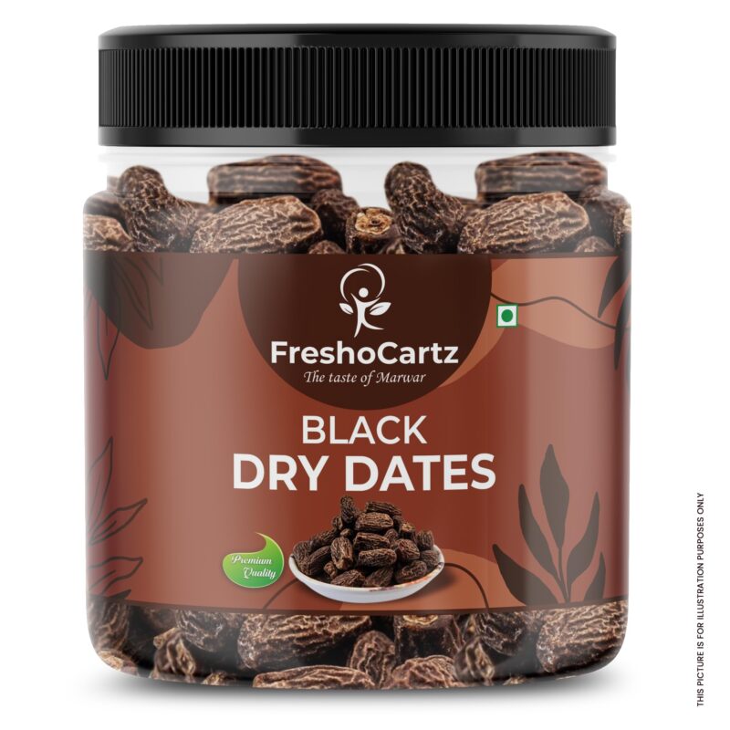 FreshoCartz Premium Black Dry Dates 1kg | Khajoor | Indian Chuhara | Dry Kharek in Jar Pack | Kharak | Chuara | Sukha Khajur | Ideal for Gifting, Traditional Recipes & Every Day Use