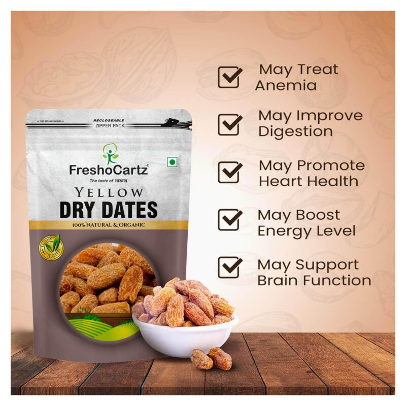 FreshoCartz Peela Sukha Khajoor 1kg | Yellow Dry Dates | Dry Fruits Dates | Authentic Indian Kharek | Natural Chuhara | Pili Kharak Pouch Pack | Ideal for Pooja, Prasad, and Traditional Recipes - Image 5