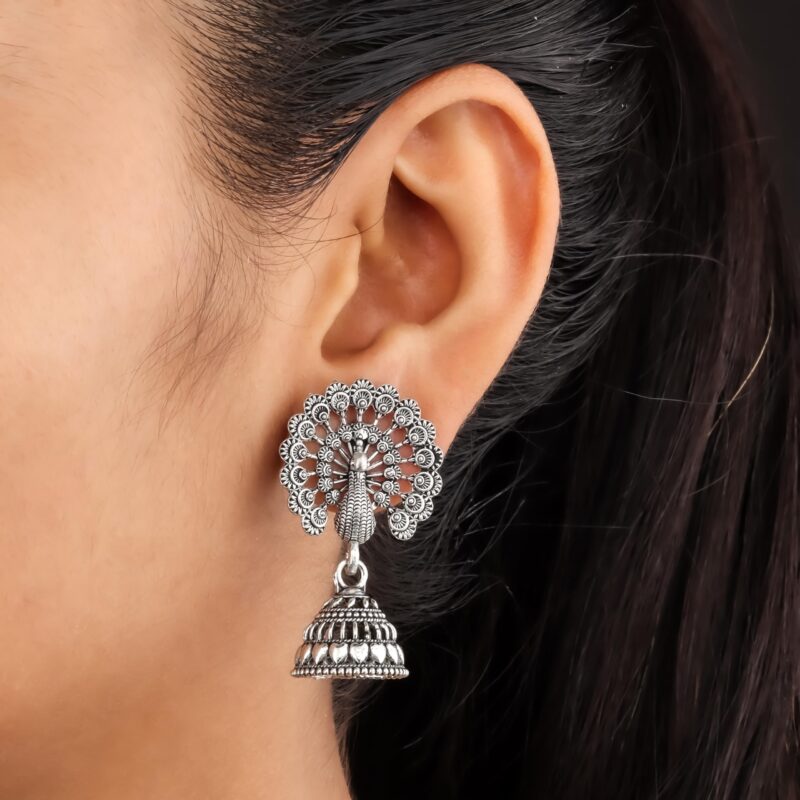 DEW MAT 6pc Earrings Set For Women | Jhumka For Women Gift Box Stylish Antique |Oxidised Silver Jhumka For Women | Girls Fashion Earrings Meenakari Oxidised Kundans Flower Temple South Indian Traditional Ear rings Gift For Girlfriend,Mother,Wife,Sister. - Image 6