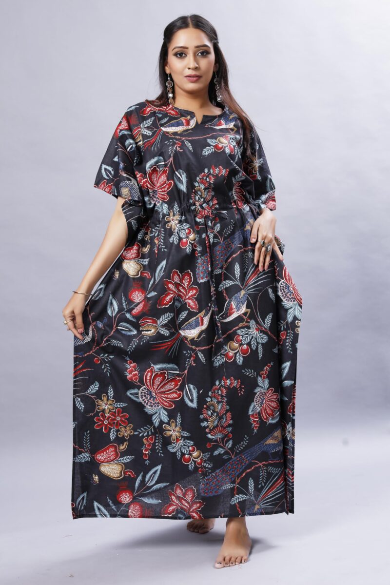 ShrI Ganesh Impex Maxi Kaftan for Women, Pure Cotton Nighty, Loungewear Kaftan | Hand Block Printed Women Nighty | Free Size Block Print (Multi 17, Cotton) - Image 6