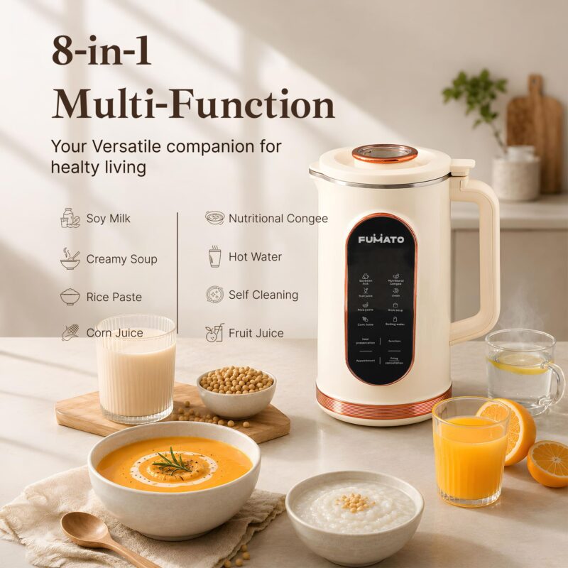 The Better Home Fumato 1.5L 800W Portable Soup Maker | Multipurpose Heating Blender with 8 Presets | 304 Stainless Steel Inner Body & Blades | Auto Shut-Off | 1-Year Warranty - Image 4