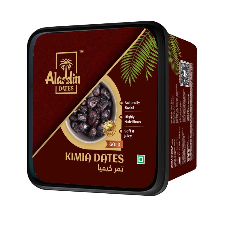 Aladdin Dates Black Kimia Dates 500g | Premium Mazafati Khajoor | Soft Black Dates | IML Container | No Added Sugar | No Preservatives | Healthy Khajur Snack