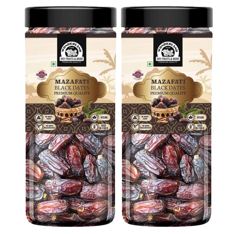 Wonderland Foods 800g (400g X 2) Dry Fruits Mazafati Dates Jar | Healthy & Nutritious Soft Khajoor | Khajur Rich in Iron, Fibre & Vitamins