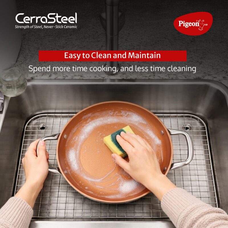 Pigeon Cerrasteel 24cm Ceramic Kadai| Non-Stick| Ceramic Coated| Copper - Image 8