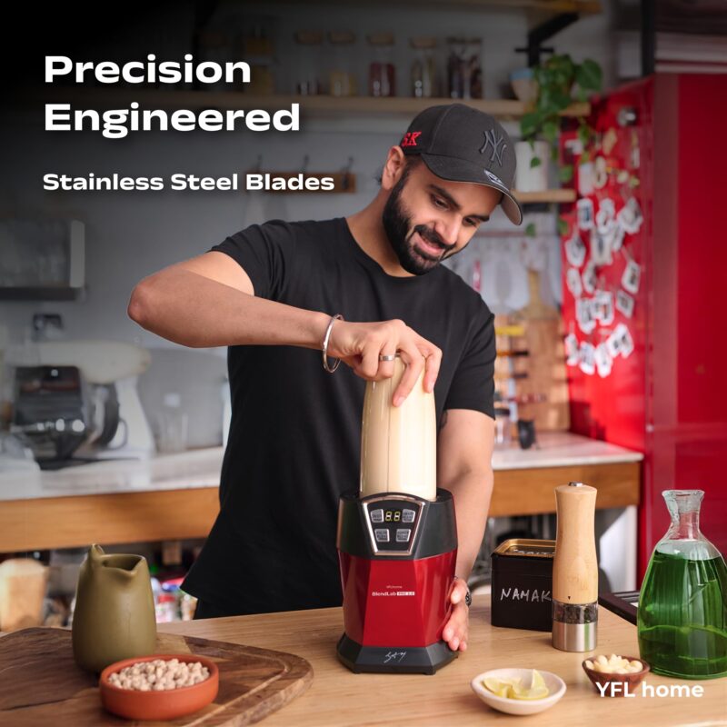 YFL Home Blender Mixer Grinder | BlendLab Pro 2.0 by Chef Sanjyot Keer | 1200W Juicer Mixer Grinder for Home with 2 Unbreakable Jars, 100% Copper Motor | Preset Modes, Laser Cut Stainless Steel Blades - Image 4
