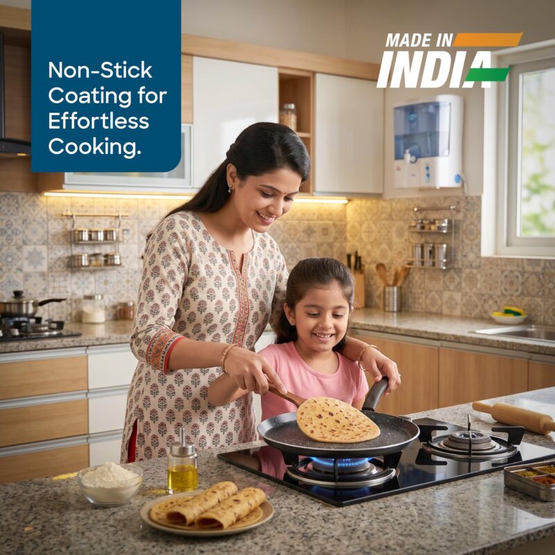 Sanford SF15201FT 25cm Non-Stick Tawa | 5-Layer Marble Coating | Heavy Bottom | Induction & Gas Compatible | Easy Grip Handle - Image 3