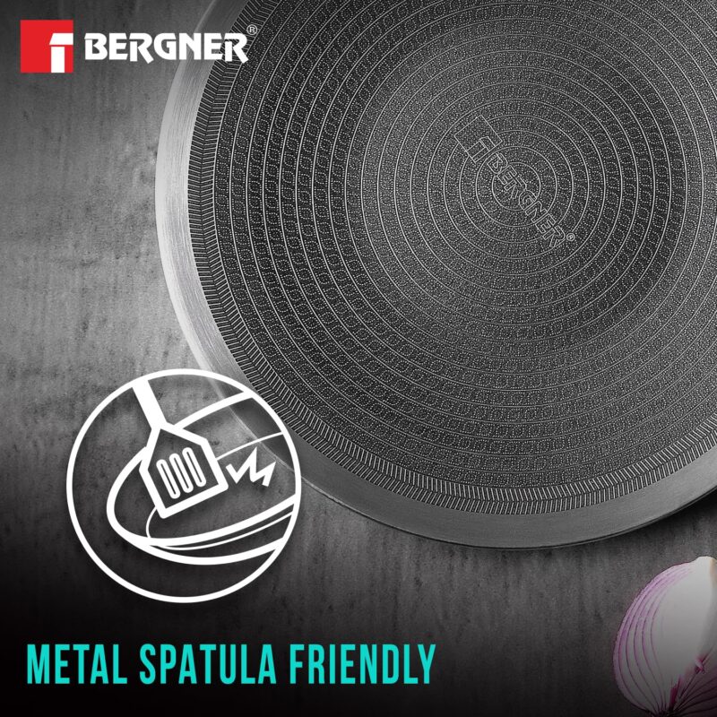 Bergner Hi-Tech Giro Triply Stainless Steel Roti Tawa 26cm, Non-Stick Tava for Chapati/Paratha, Honeycomb Non-Stick Coating, PFOA Free, Healthy Cooking, Stay Cool Handle, Induction and Gas Stove Ready - Image 6