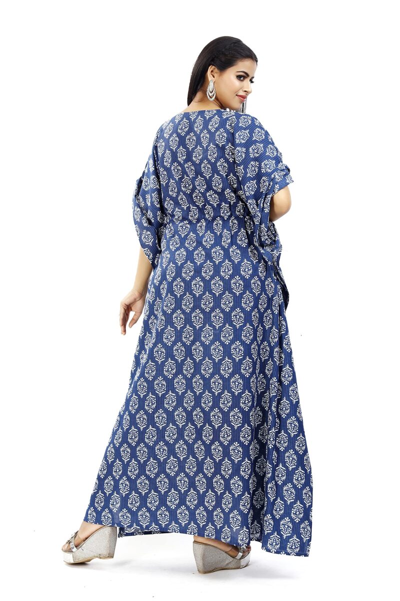Shri Ganesh Impex Maxi Kaftan for Women, Pure Cotton Nighty, Loungewear Kaftan | Hand Block Printed Wome0n Nighty | Free Size (Multi 20, Cotton) - Image 3