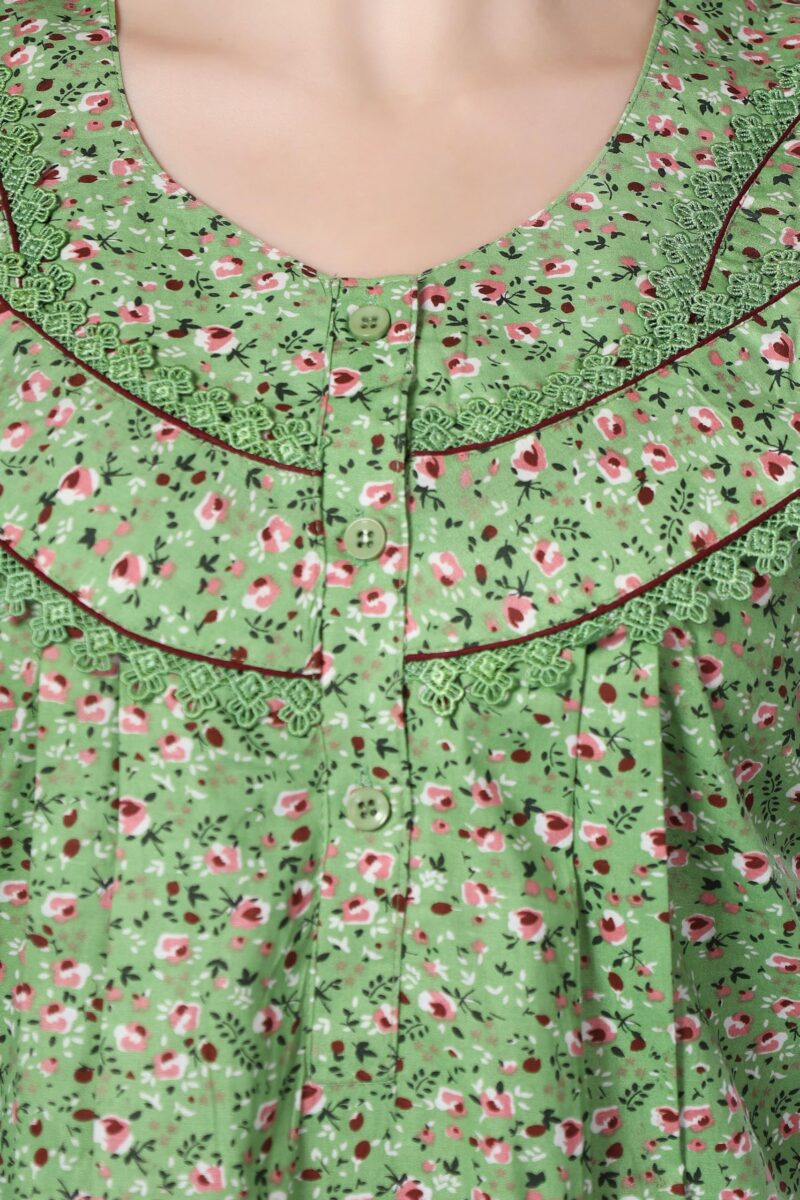 Soulemo Women Cotton Floor Length Nighty (L - Bust 44, Green) 1633AL - Image 7