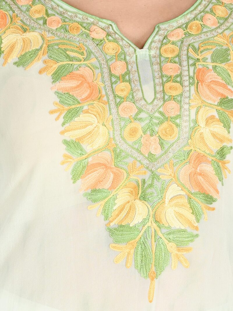 TVAREETAZ Women Kashmiri Shibori Georgette Kaftan, Printed Pattern, Lightweight Fabric, Free Size, Relaxed Fit (TAZ110) Multicolour - Image 4